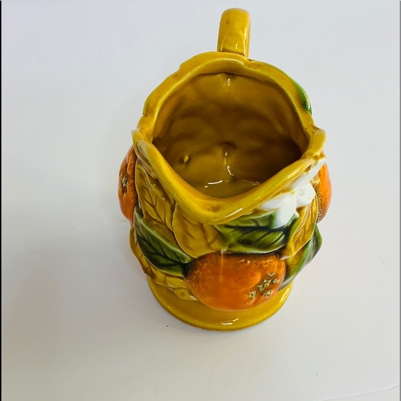 D Exclusive | Burnt Orange Floral & Fruit Painted Ceramic Mug | Vintage Pour Cup - Picture 4 of 9